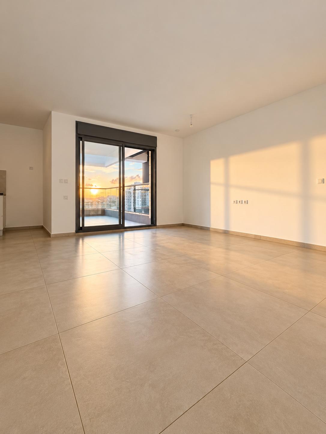 1002777828 Frankel apartment living area opening onto a balcony.